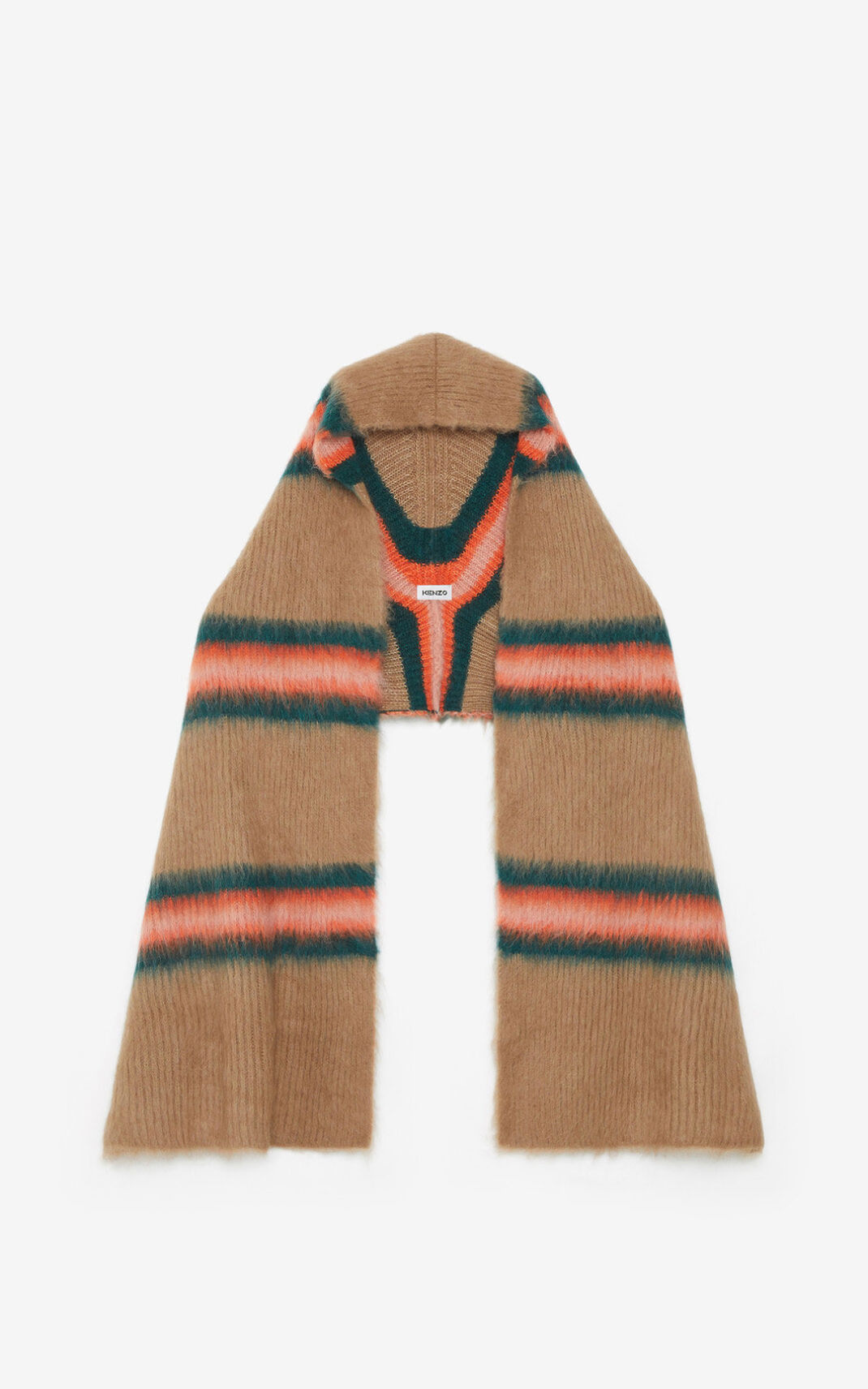 Lenços Kenzo Striped alpaca wool Feminino - Bege Escuro | 562QXEGBM